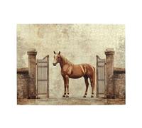 The Horse Guarding The Gate - Rompecabezas de madera de 500 piezas para adultos, rompecabezas desafiante para juego de tamaño de 15 x 20.4 pulgadas