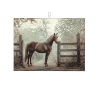 The Horse Standing at The Door - Tapete grande de microfibra para escurrir platos, reutilizable, lavable, para accesorios de cocina, 45,7 x 60,9 cm