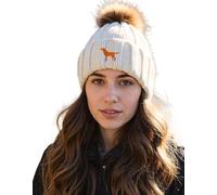 The House Of Dog: Fox Red Labrador Retriever Owner Gift. Gorro de piel sintética con pompón de punto grueso súper suave unisex bordado, marrón claro, Talla única