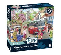 The House of Puzzles Here Comes the Bus 500 Piece Jigsaw Puzzle Towns and Vi