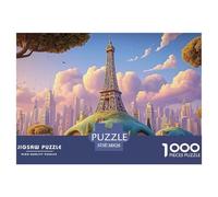 The Iconic Eiffel Tower 1000 Piezas Cartón Rompecabezas Surreal Sky City Tower Imposible, Difícil Juego Creativo Puzzle para Adultos Y Niños 38x26cm/1000pcs