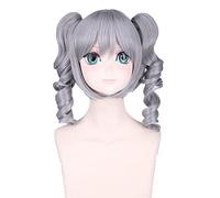 THE IDOLM STER Kanzaki Ranko Cinderella girls Medium Long Grey Cosplay Wig Anime Costume Party Wigs For Women + Wavy Ponytail