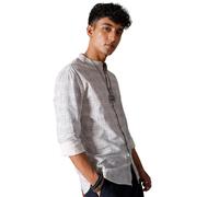 The Indian Garage Co - Camisa de manga larga con cuello mandarín para hombre, azul, L