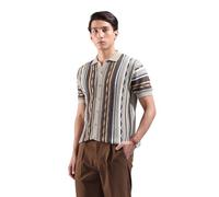 The Indian Garage Co Camisa de media manga para hombre de punto plano texturizado slim fit, Cervatillo, M
