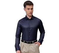 The Indian Garage Co Camisa formal de manga completa con cuello recortado para hombre, Azul tinta, 44