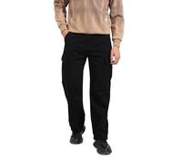 The Indian Garage Co Jeans cargo de talle medio liso de ajuste relajado para hombre, Pitch Black, 46