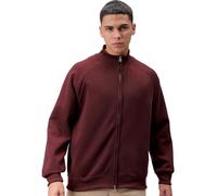 The Indian Garage Co Sudadera de cuello alto sólido para hombre, ajuste relajado, abertura frontal, Café molido, 46
