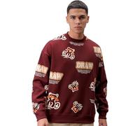 The Indian Garage Co Sudadera de cuello redondo abstracto de ajuste relajado para hombre, Café molido, 46