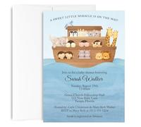 The Invite Lady Invitaciones religiosas personalizables para baby shower, diseño de Arca de Noé, para niño y niña (12 unidades)