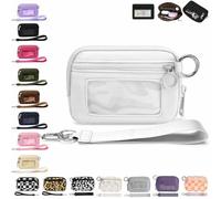The Iris' Wallet 2nd Gen, The Iris Pouch Wristlet, Zip Card Case with ID Window/Hand Strap, for Travel Credit Card Holder (White)