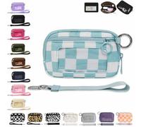The Iris' Wallet 2nd Gen, The Iris Pouch Wristlet, Zip Card Case with ID Window/Hand Strap, for Travel Credit Card Holder (Light Blue-B)