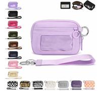 The Iris' Wallet 2nd Gen, The Iris Pouch Wristlet, Zip Card Case with ID Window/Hand Strap, for Travel Credit Card Holder (Light Purple-A)