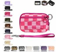 The Iris' Wallet 2nd Gen, The Iris Pouch Wristlet, Zip Card Case with ID Window/Hand Strap, for Travel Credit Card Holder (Rose Red-B)