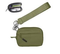 The Iris' Wallet, The Iris' Wallet 2nd Gen, The Iris Pouch Wristlet,Zippered Card Case Clutch with Keychain ID Window(Army Green)