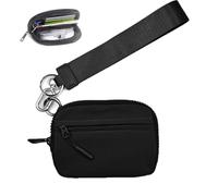 The Iris' Wallet, The Iris' Wallet 2nd Gen, The Iris Pouch Wristlet，Zippered Card Case Clutch with Keychain ID Window(Black)