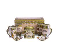 The Irish Tea Set - Tazas de té de 14 onzas, dos soportes para bolsitas de té y 50 bolsas de té irlandesas en una caja a juego, decoradas con patrones de tejido irlandés y refranes irlandeses