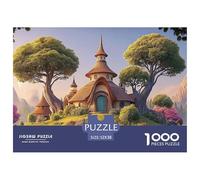 The Island Surrounded by Green Trees` 1000 Piece Papel Premium Rompecabezas Dreamy Flower Village Desafiante Jigsaw Decoración Adultos 52x38cm/1000pcs