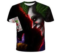 The Joker Camiseta Unisex Impresión 3D Verano Cuello Redondo Hombres Deporte Ocio Manga Corta Fitness Outdoor Camiseta, 9, L
