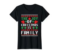 The Joy of Christmas is Family Ugly Sweater Holiday Art Camiseta gráfica económica, Mujer, Negro, M