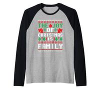 The Joy of Christmas is Family Ugly Sweater Holiday Art Camiseta Manga Raglan