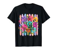 The Joy of The Lord Is My Strength Escritura Pretty Floral Camiseta