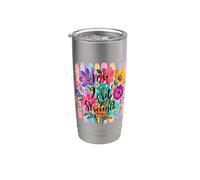 The Joy Of The Lord Is My Strength Escritura Pretty Floral Vaso térmico de acero inoxidable de doble pared