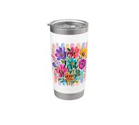 The Joy Of The Lord Is My Strength Escritura Pretty Floral Vaso térmico de acero inoxidable de doble pared