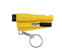 THE JUNGLE - Llavero de Seguridad 3 en 1 - Martillo Rompe Cristales Coche, Cortador de Cinturón, Silbato de Emergencia, Multifunción, Amarillo, 1 Unidad