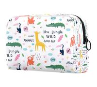The Jungle Wild Animals - Bolsa de cosméticos para mujer, neceser de viaje, bolsa organizadora de maquillaje grande con cremallera, multicolor, 18.5x7.5x13cm/7.3x3x5.1in, Neceser