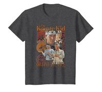 The Karate Kid Go Find Balance Vintage Photo Collage Movie Camiseta, Niños, Jaspeado Oscuro, 10 años