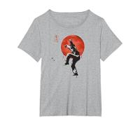 The Karate Kid Patada de grúa de Tinta Sumi Camiseta, Mujer Tallas Grandes, Gris Jaspeado, 3XL Grande
