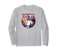 The Karate Kid Round Illustrated Poster Movie Manga Larga, Unisex para Adultos, Gris Jaspeado, M