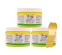 The Keys Salt Scrub Exfoliante prémium para el cuerpo de sal marina - Fabricado con aceite de sal de mar puro de Florida y aceite de coco orgánico + cuchara de madera (lima clave, a granel 3 paquetes