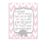 The Kids Room by Stupell Art Plaque de pared Lme una historia/elefante en Chevron rosa 11 x 0.5 x 15 Hecho orgullosamente en EE. UU.