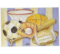 The Kids Room by Stupell Blue and White Striped Multi-Sport Rectangle Wall Plaque by The Kids Room by Stupell