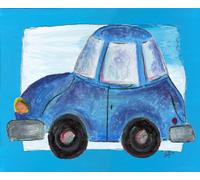 The Kids Room by Stupell Blue Car with Blue Border Rectangle Wall Plaque by The Kids Room by Stupell