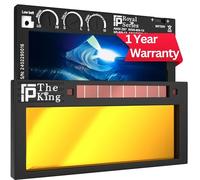 The King 1.0 - Lente de soldadura de oscurecimiento automático ajustable de color dorado 5-13 | 2 x 4 1/4 x 0.3 pulgadas | Se ajusta de tonos 5-13 (9 lentes en 1) | Parte delantera dorada - Vista de