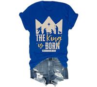 The King is Born - Camisa retro religiosa de Jesús para hombres y mujeres, azul real, XXL