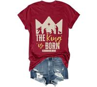 The King is Born - Camisa retro religiosa de Jesús para hombres y mujeres, Burdeos, S