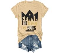 The King is Born - Camisa retro religiosa de Jesús para hombres y mujeres, caqui, 3XL