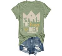 The King is Born - Camisa retro religiosa de Jesús para hombres y mujeres, verde, M