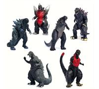 The King of Monster Toys - Figuras de acción articuladas móviles, mini juegos de dinosaurio, regalos de cumpleaños para niños, paquete de adornos para tartas (6 negros)