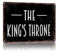 The King’s Throne Metal Sign Funny Bathroom Humor Vintage Tin Sign for Men’s Bathroom Restroom Wall Decor Gag Gift for Him 8 X 12 in
