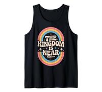 The Kingdom Is Near Mark 1:15 Vintage 70s Retro Bible Cita Camiseta sin Mangas