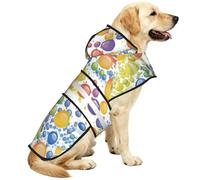 The Kingdom Of Bubbles - Chubasquero impermeable para perros pequeños, medianos y grandes, con rayas reflectantes y correa ajustable para el vientre
