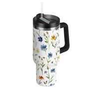 The Kingdom Of Shattered Flowers - Botella de agua de acero inoxidable reutilizable al vacío para niños, tapa a prueba de fugas y pajita, taza de café aislada decorativa con tapa para el hogar, la