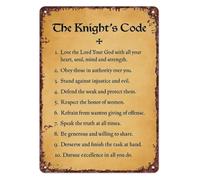 The Knights Code Novelty Metal Sign Humorous Wall Decor for Home Bedroom Bathroom Bar Garage Man Cave Dragons Gaming Room 8 X 12 inch