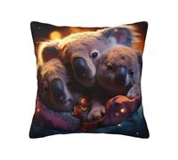 The Koala Family - Funda de almohada cuadrada de felpa de 61 x 61 cm, adecuada para el hogar, sala de estar, dormitorio y fundas de almohada interiores de coche.