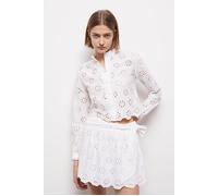 The Kooples Jupe Courte Elastiquee En Broderies Anglaises White Talla: 36 | Mini Faldas Outlet | Mujer | Blanco