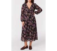 The Kooples Long-sleeved Dress In Rose Print Black / Purple Talla: 38 | Vestidos Midi Outlet | Mujer | Rosa